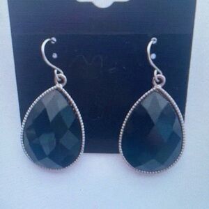 Elegant Silver and Black Teardrop Earrings
